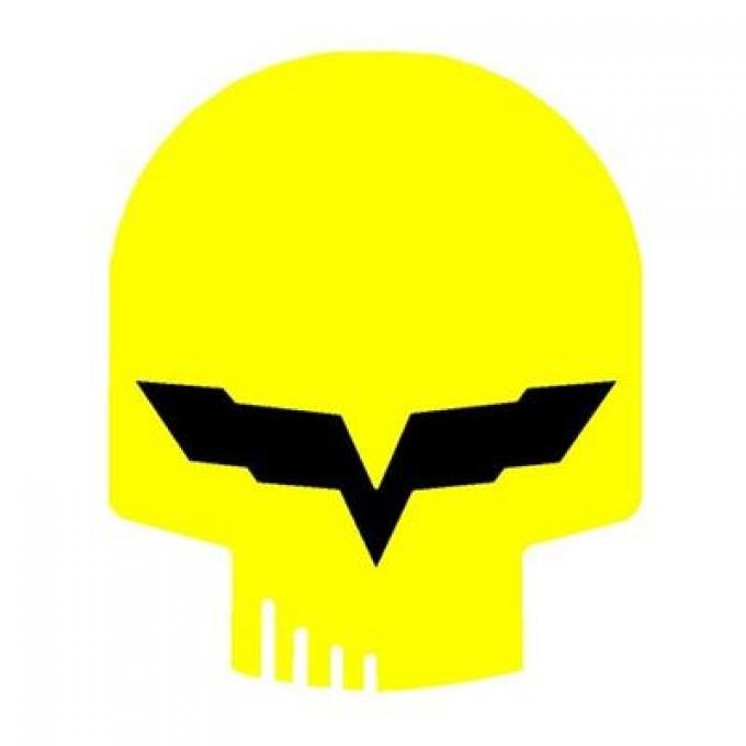 Metal Sign - C6 Jake Head Skull Yellow - 27" X 19" - Photo Steel
