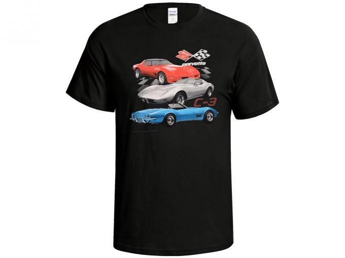 T-Shirt C3 Black 3 Car Front Print