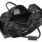 Black Leather C6 Embroidered Emblem Duffel / Travel Bag