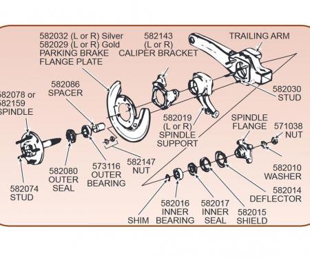 63-82 Rear Spindle / Wheel Bearing Support - Left Hand
