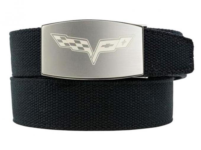 Nexbelt C6 Corvette Pewter Buckle Canvas Belt