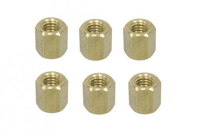 56-80 Exhaust Manifold Stud Nuts Set - Brass - 6 Pieces