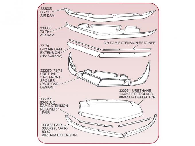 8082 Front Spoiler Air Deflector Extension Pair Corvette Depot