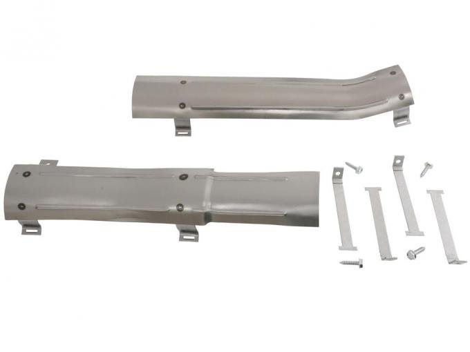 64-65 Exhaust Heat Shields Set - 2 1/2" With Straps And Screws ( Steel )