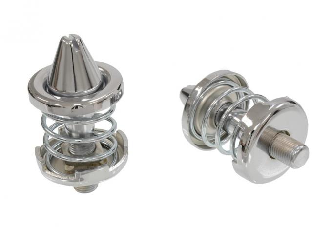 58-67 Chrome Hood Lock / Latch - Male Pop Up Assembly - Set of 2