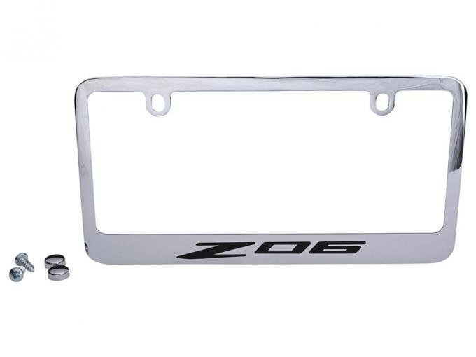 2023 License Plate Frame/ Bezel - C8 Z06 Logo - Chrome