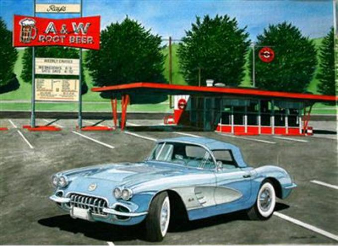 Rays A & W 1958 Giclee Print By Dana Forrester 11" X 17"