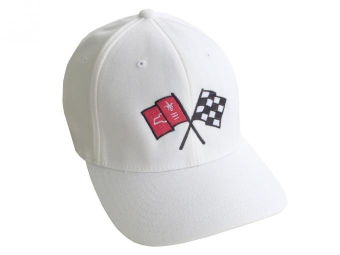 63-66 Hat - White Flex Fit With C2 Emblem ( L / Xl ) Fits 7-3/8" To 7-5/8"