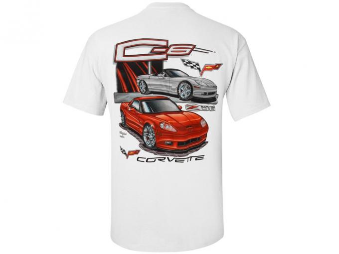 T-Shirt - White With C6 2 Car
