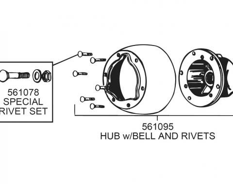 56-62 Steering Wheel Hub - With Bell & Rivets