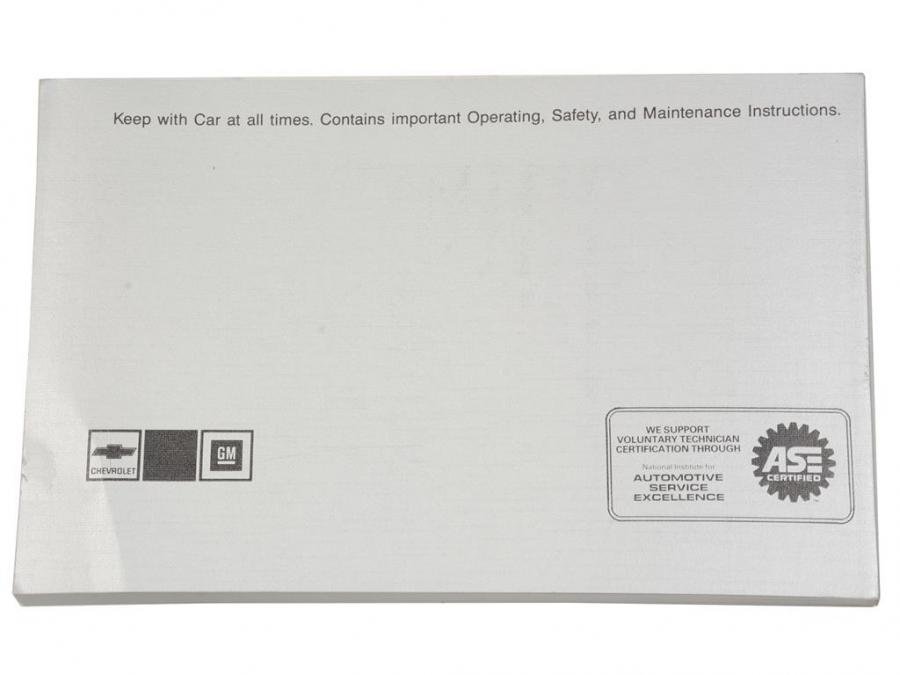 1987 CORVETTE OWNERS MANUAL PDF visual data 2