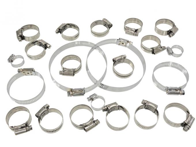 85-95 Radiator Hose Clamp Assortment - Chrome - 22 Pieces