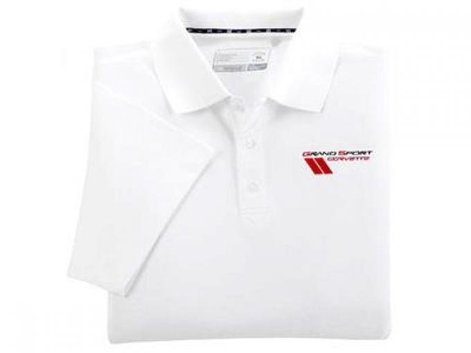 Polo Shirt - White Championship With C6 Grand Sport Embroidered Logo