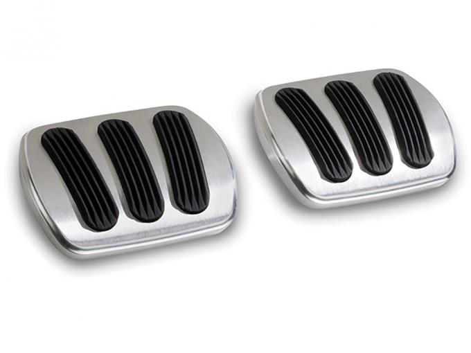 1958-1962 Brushed Billet / Rubber Clutch & Brake Pedal Pads