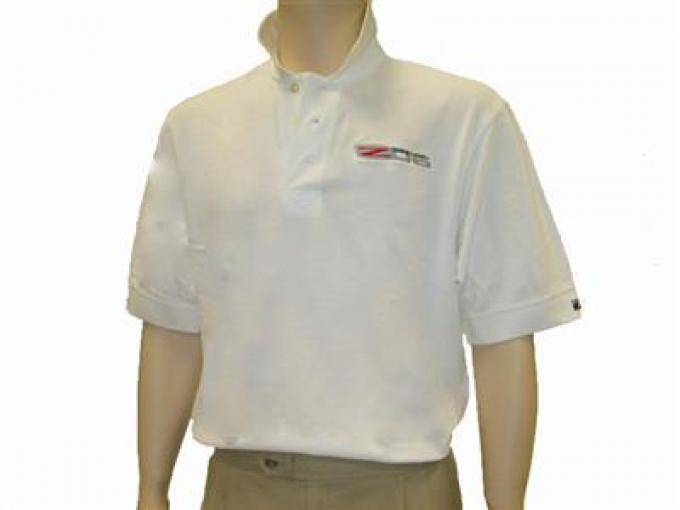 White Cutter And Buck Championship Pique Polo Shirt With C6 Z06 Logo