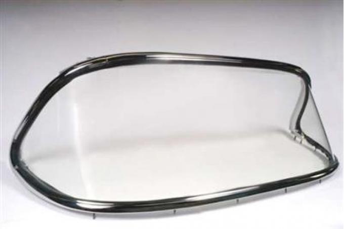 56-61 Windshield Frame With Glass Without Holes For Sunvisor Mounting