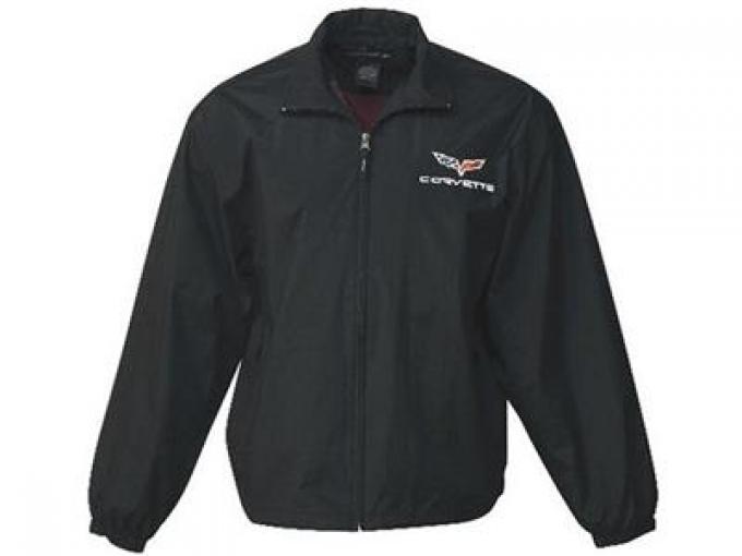 Men's Lightweight Black Jacket With Corvette C6 Embroidered Emblem
