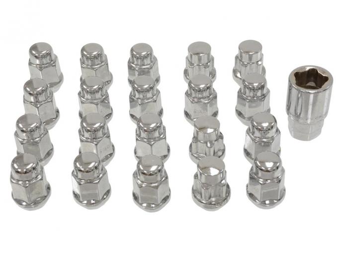 90-19 Chrome Wheel Lug Nut Set With Locks (20 Pieces)