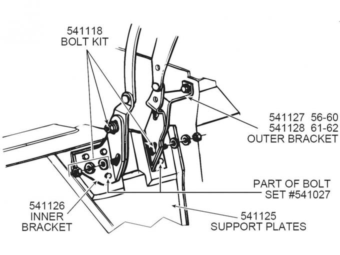 56-62 Soft Top Bracket Support Plates