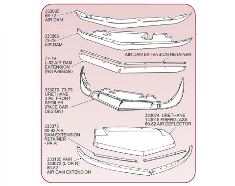 80-82 Front Spoiler Air Deflector Extension - Pair