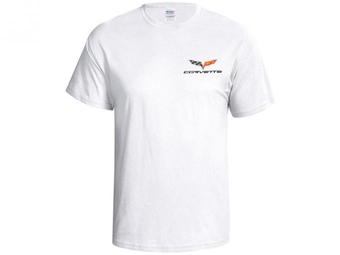 T-Shirt With Your Choice Of Corvette Embroidered Logo White