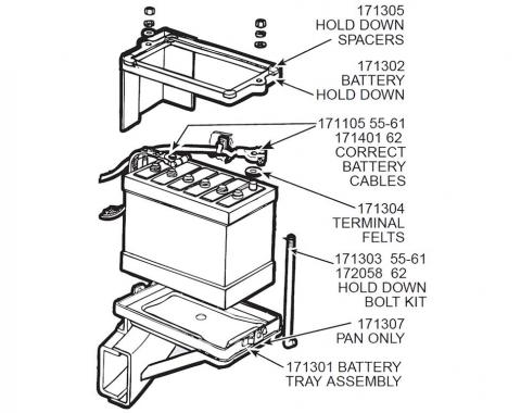 55-62 Battery Hold Down With Shield