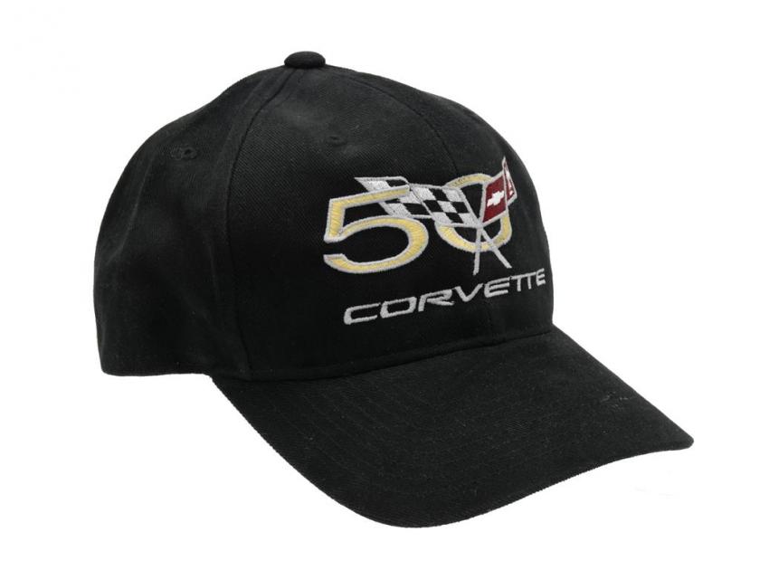 Hat - Black Twill With 50th Anniversary Logo | Corvette Depot