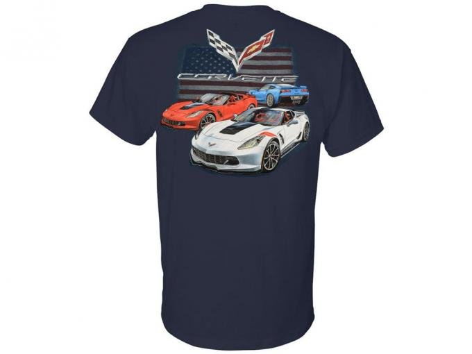 C7 Grandsport And American Flag Dark Blue T-Shirt