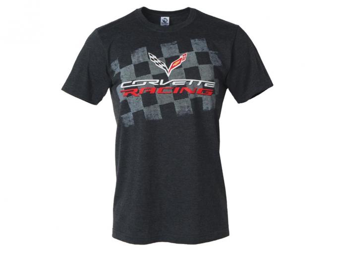 Corvette Racing T-Shirt Checked Red Flag Heather Black