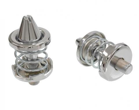 58-67 Chrome Hood Lock / Latch - Male Pop Up Assembly - Set of 2