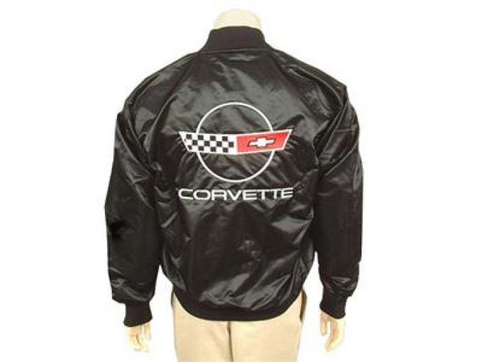 Jacket - Black Satin With Embroidered 84-90 C4 Emblem