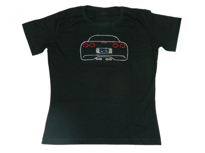 T-Shirt - Womens Black With C5 Rear View In Rhinestone