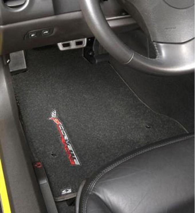 2005-2007E Floor Mats W/Sideways C6 Corvette Racing Logo - Lloyd Design
