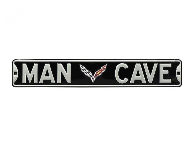 Man Cave Black Street Sign - C7 Logo