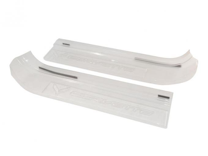 14-19 Clear Acrylic Door Sill Protection Covers - Embossed Corvette Logo