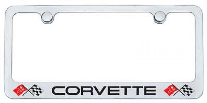 License Plate Frame / Bezel - Crossflags Logo - Solid Brass Chrome Plated