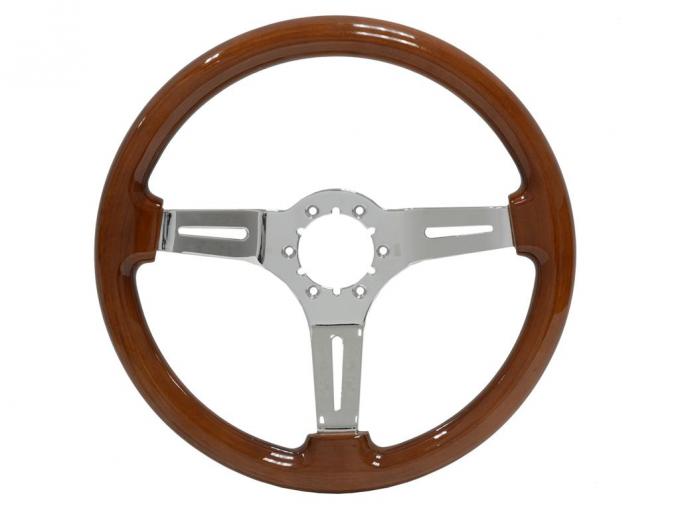 1969-1982 Corvette Steering Wheel - Polished Spoke Mahogany Laminated Wood