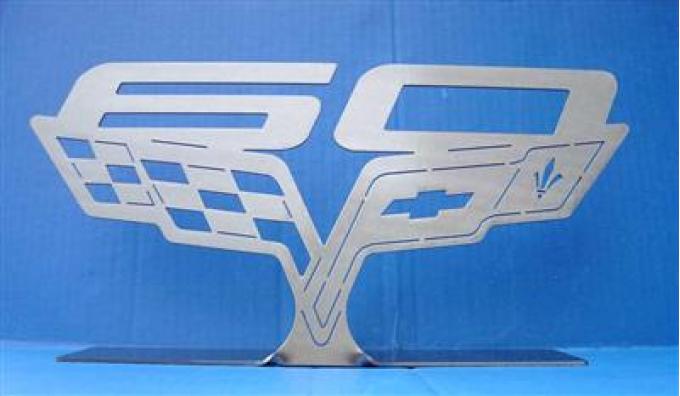60th Anniversary C6 Emblem - Car Art Work Brushed Metal - Table / Desktop Emblem