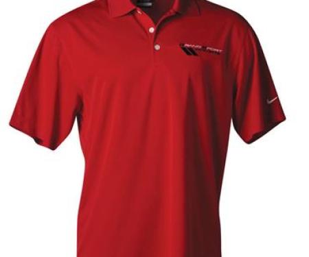 Red Nike Polo Shirt With Grand Sport Embroidered Emblem