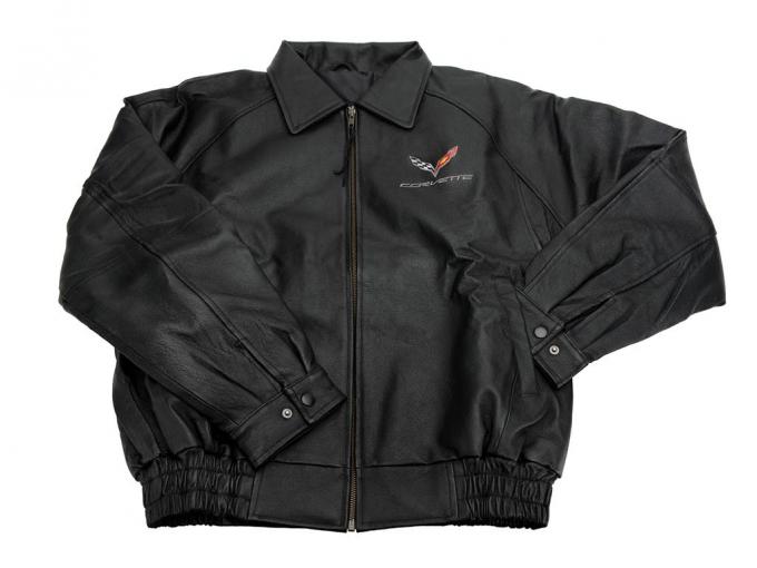 Lambskin Leather Jacket with Embroidered C7 Corvette Emblem