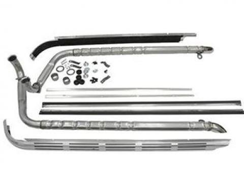 63-67 Side Exhaust Kit - 327 2" Correct Sound Aluminized Pipes with Covers