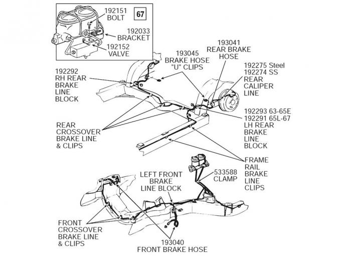 67-68 Brake Line Distribution Block / Proportioning Valve Switch - Bracket