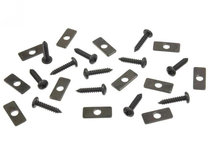 68-75 Hardtop Weatherstrip Fastener Kit - 12 Retainers With Screws