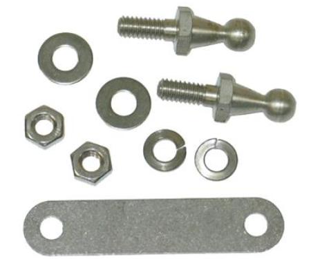 58-62 Gas Pedal Stud Kit - With Support Plate Stainless Steel - 3 Pieces Set