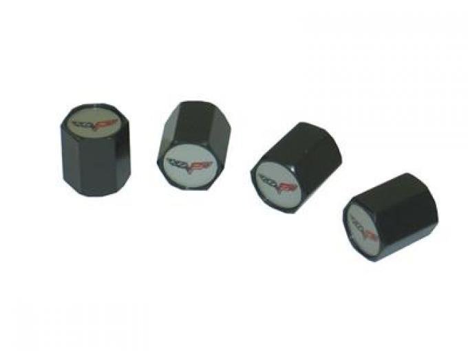 Valve Stem Caps With C6 Logo - Black - Set of 4