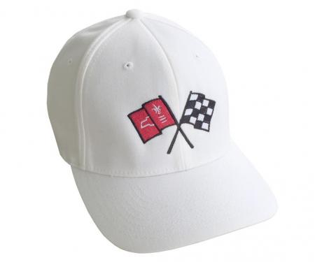 63-66 Hat - White Flex Fit With C2 Emblem ( L / Xl ) Fits 7-3/8" To 7-5/8"