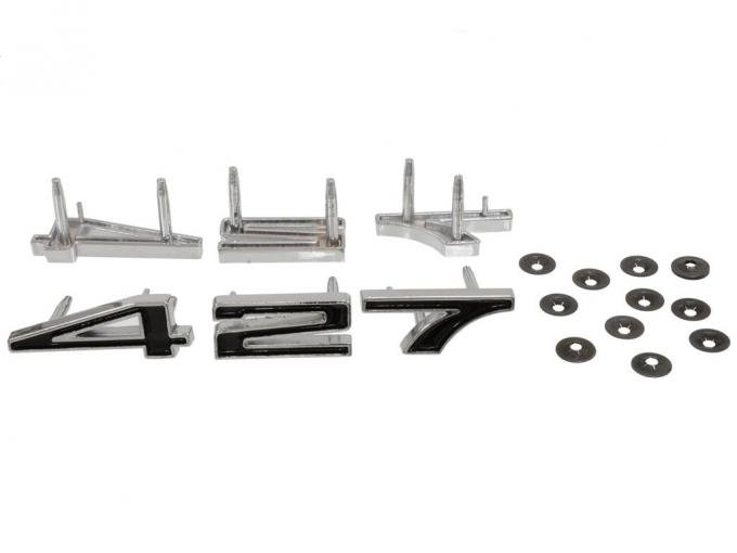 67-69 427 Hood Emblem Number Set - With Nuts - Reproduction - 6 Pieces
