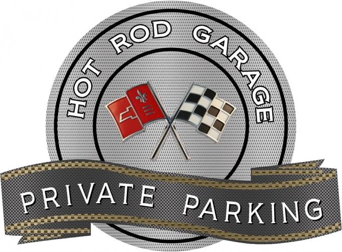 Metal Sign - 65-66 Private Parking / Hot Rod Garage - 18" X 14"