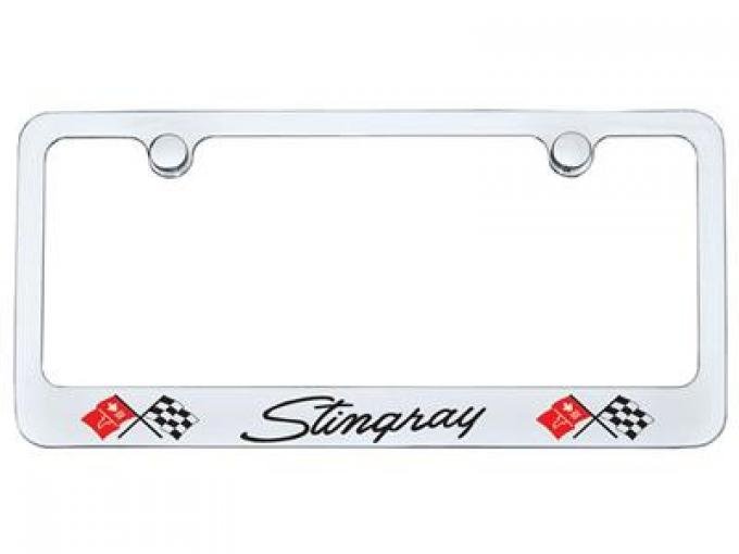 License Plate Frame / Bezel - C2 And C3 Stingray Logo Chrome
