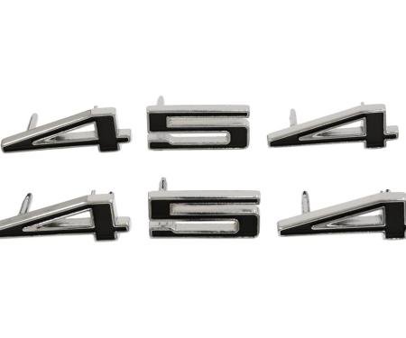 70-72 454 Hood Emblem Numbers Set with Nuts - Reproduction - 6 Pieces